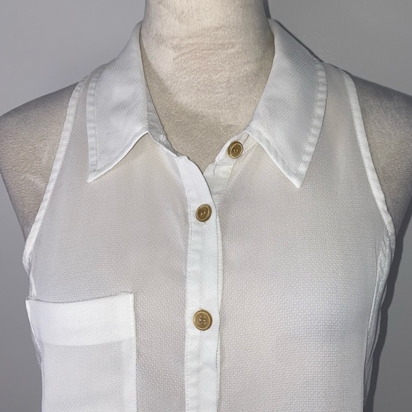 We the Free sleeveless sheer racerback button up blouse size S white - Picture 6 of 7